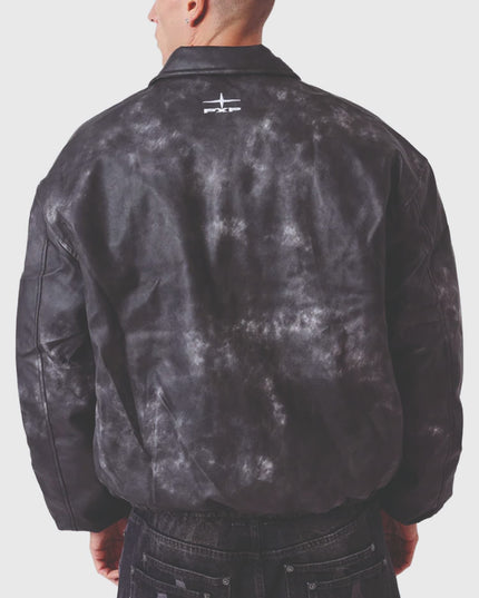 Project X Paris Coal Leather PXP Bomber Jacket achteraanzicht