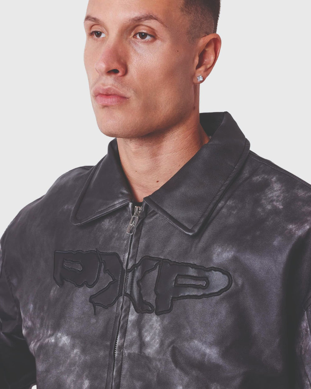 Project X Paris Coal Leather PXP Bomber Jacket VOORAANZICHT