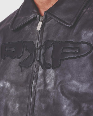 Project X Paris Coal Leather PXP Bomber Jacket cu voorkant
