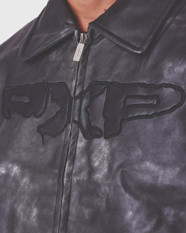 Project X Paris Coal Leather PXP Bomber Jacket cu voorkant
