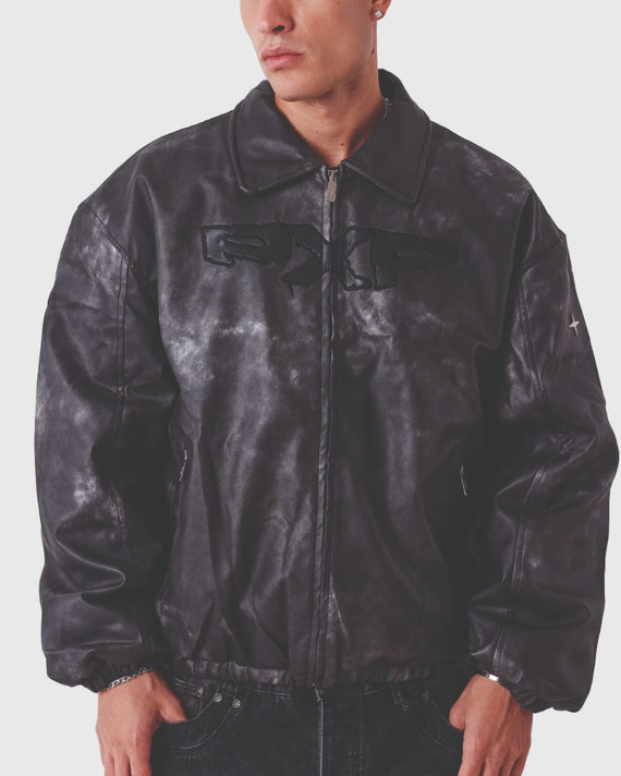 Project X Paris Coal Leather PXP Bomber Jacket VOORAANZICHT