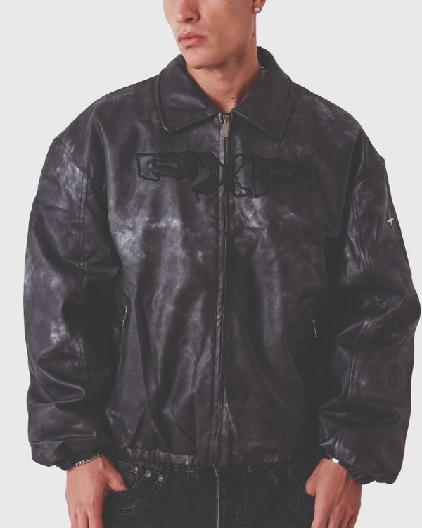 Project X Paris Coal Leather PXP Bomber Jacket VOORAANZICHT