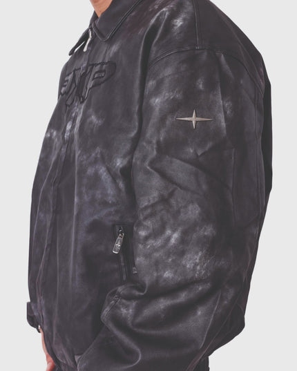 Project X Paris Coal Leather PXP Bomber Jacket cu zijaanzicht