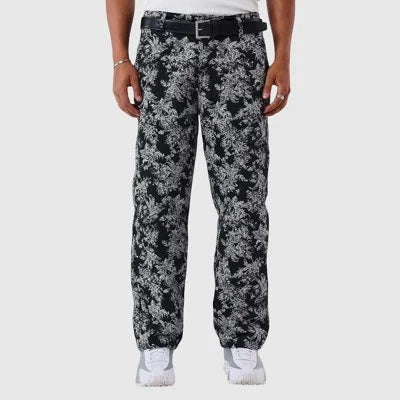 Project X Paris Broek Plant Pattern Zwart Wit