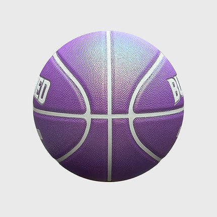 Burned In/Outdoor Basketbal Pink Glitter, maat 7, vrijstaand op grijze achtergrond - Burned Sports