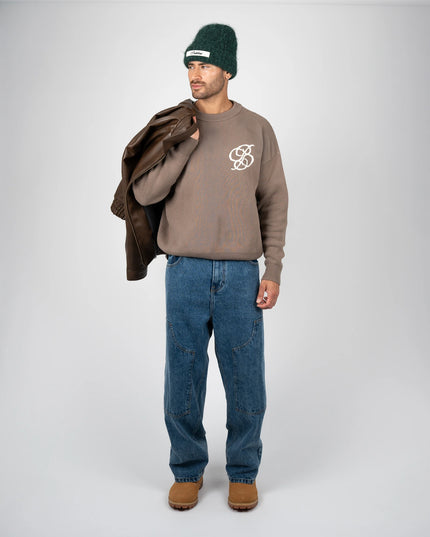 Prohibited Academy Knit Sweater Stone