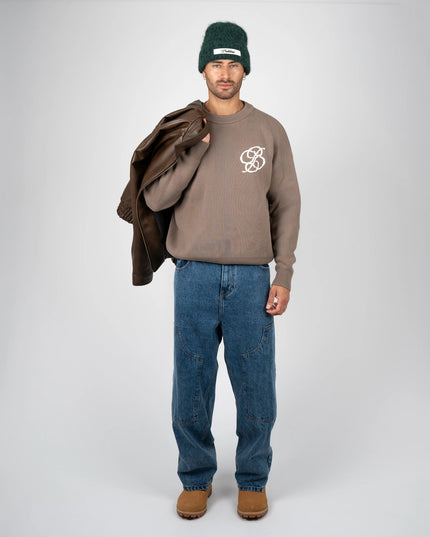 Prohibited Academy Knit Sweater Stone