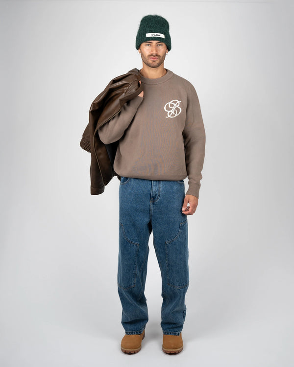 Prohibited Academy Knit Sweater Stone