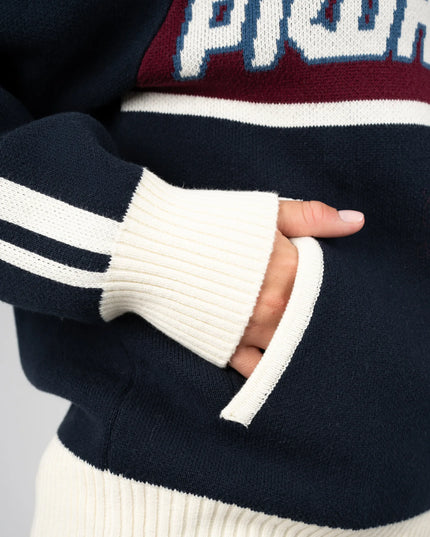 Prohibited Letterman Knit Jacket Donkerblauw