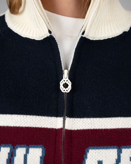 Prohibited Letterman Knit Jacket Donkerblauw