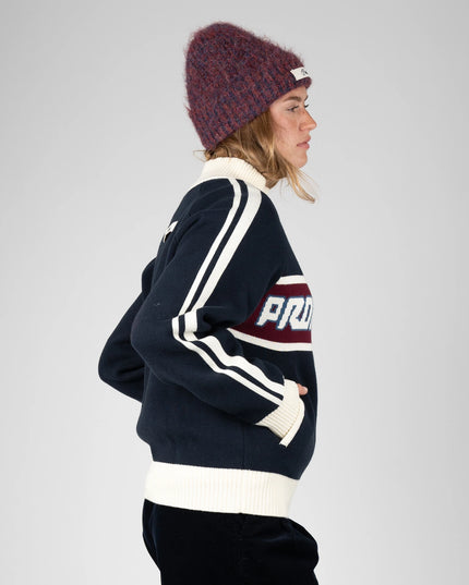 Prohibited Letterman Knit Jacket Donkerblauw