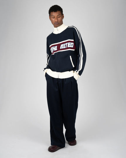 Prohibited Letterman Knit Jacket Donkerblauw