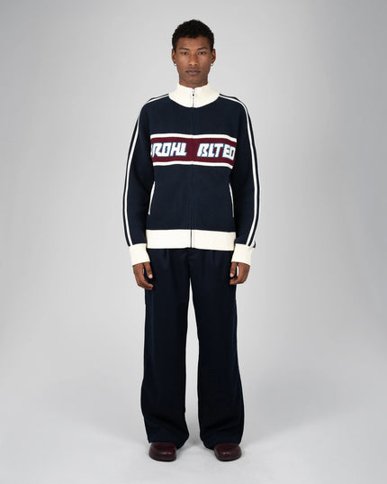 Prohibited Letterman Knit Jacket Donkerblauw