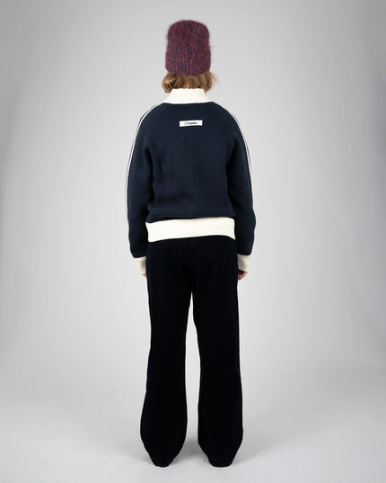 Prohibited Letterman Knit Jacket Donkerblauw