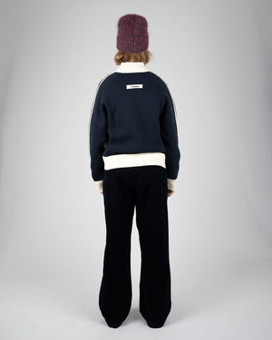 Prohibited Letterman Knit Jacket Donkerblauw