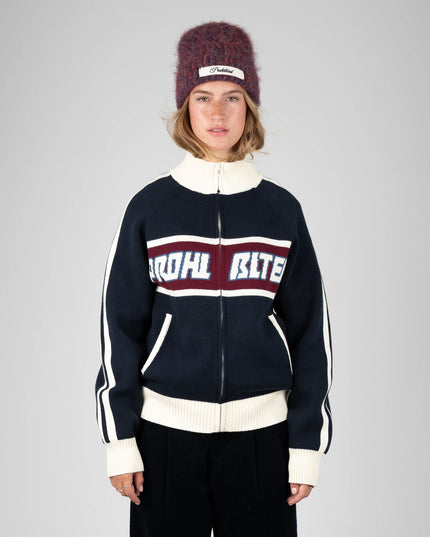 Prohibited Letterman Knit Jacket Donkerblauw
