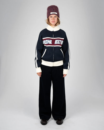 Prohibited Letterman Knit Jacket Donkerblauw
