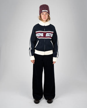 Prohibited Letterman Knit Jacket Donkerblauw