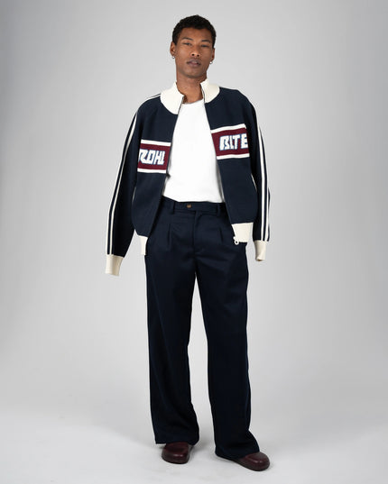 Prohibited Letterman Knit Jacket Donkerblauw