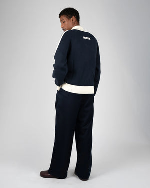 Prohibited Letterman Knit Jacket Donkerblauw