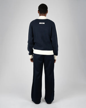 Prohibited Letterman Knit Jacket Donkerblauw