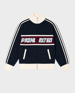 Prohibited Letterman Knit Jacket Donkerblauw