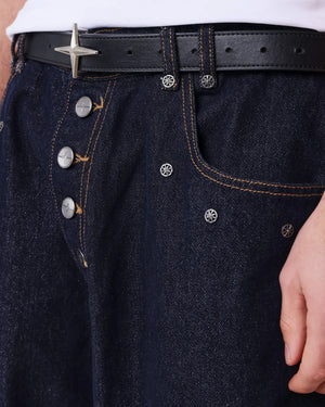 Project X Paris Essentials Baggy Jeans Denimblauw, detailopname.