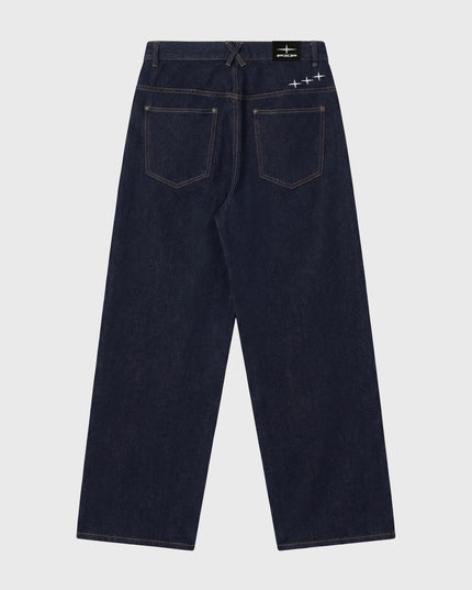 Project X Paris Essentials Baggy Jeans Denimblauw, achteraanzicht.