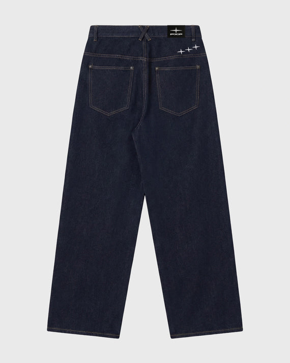 Project X Paris Essentials Baggy Jeans Denimblauw, achteraanzicht.