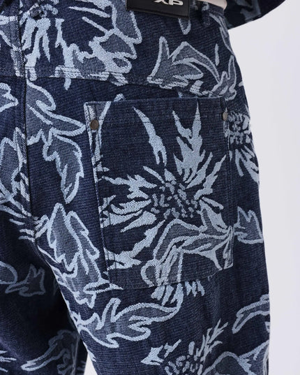 Project X Paris Jacquard Bloemen Jeans, detailopname achterzak.
