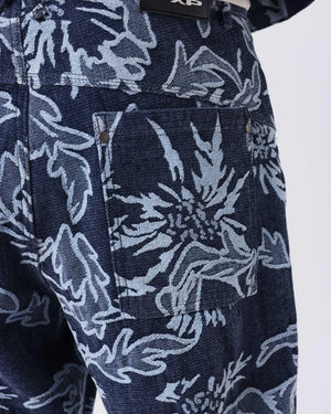 Project X Paris Jacquard Bloemen Jeans, detailopname achterzak.