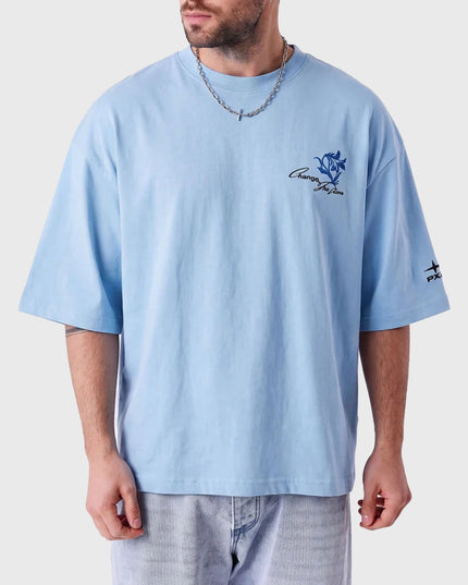Project X Paris T-shirt Floral Licht Blauw