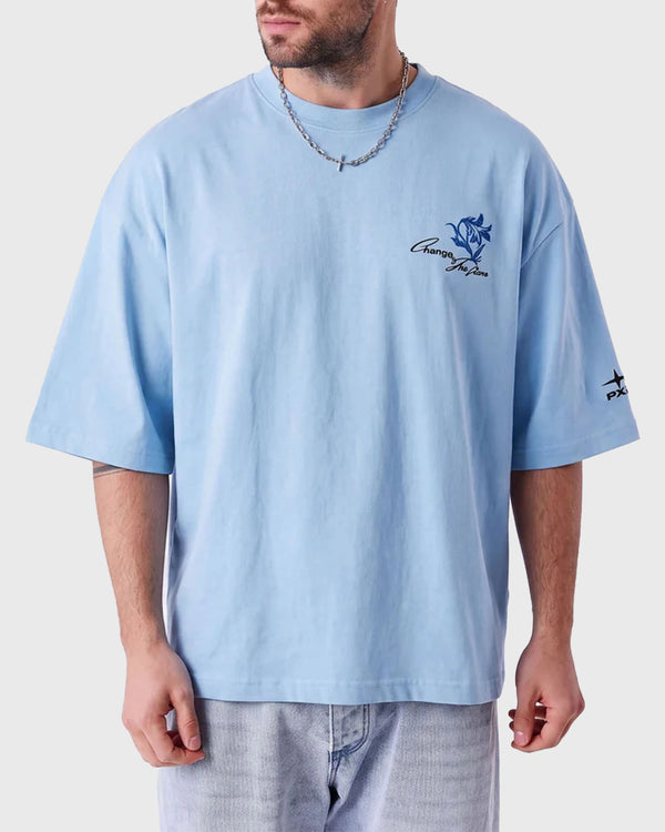 Project X Paris T-shirt Floral Licht Blauw