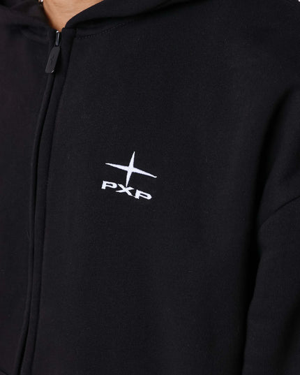 Project X Paris Zip Hoodie Zwart, detailopname.