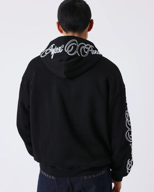Project X Paris Zip Hoodie Zwart, gedragen door een model, opname 3.