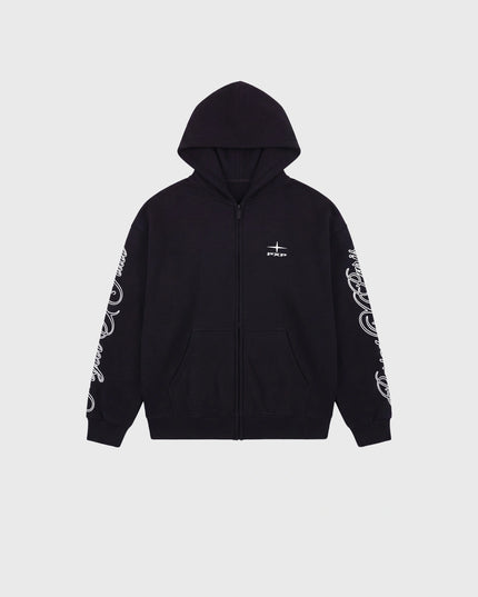 Project X Paris Zip Hoodie Zwart, vooraanzicht.