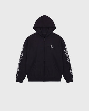 Project X Paris Zip Hoodie Zwart, vooraanzicht.
