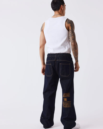 Project X Paris Snow Wide-Leg Jeans Ruwe Denim, gedragen door een model, opname 2.