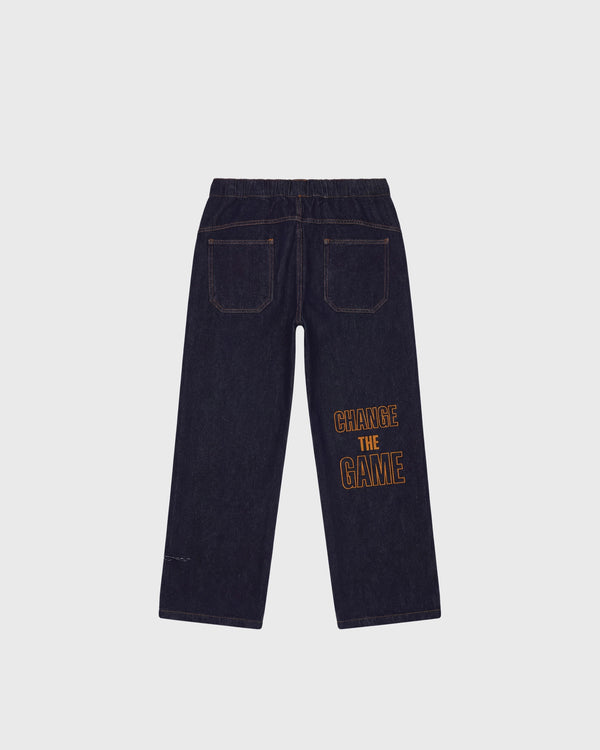 Project X Paris Snow Wide-Leg Jeans Ruwe Denim, achteraanzicht.