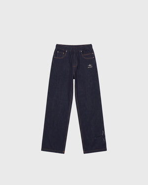 Project X Paris Snow Wide-Leg Jeans Ruwe Denim, vooraanzicht.