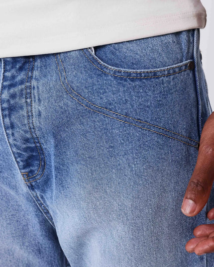 Project X Paris Mountain Jeans Lichte Wassing Denim, detailopname.