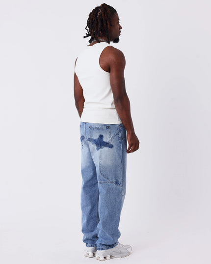 Project X Paris Mountain Jeans Lichte Wassing Denim, gedragen door een model, opname 2.