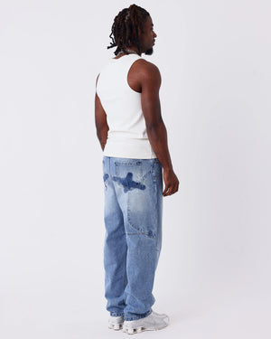 Project X Paris Mountain Jeans Lichte Wassing Denim, gedragen door een model, opname 2.