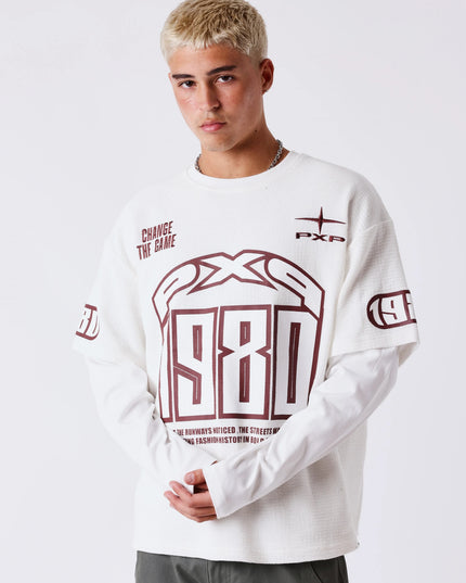 Project X Paris Matchday 1980 T-Shirt Wit, gedragen door een model.