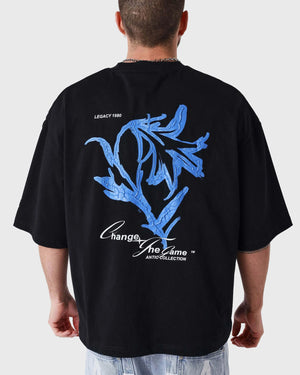 Project X Paris T-Shirt Floral Brodé Zwart achteraanzicht