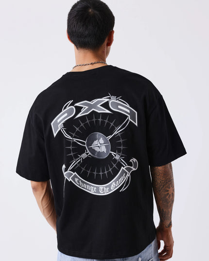 Project X Paris Downtown T-Shirt Zwart, gedragen door een model, opname 3.