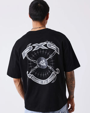 Project X Paris Downtown T-Shirt Zwart, gedragen door een model, opname 3.