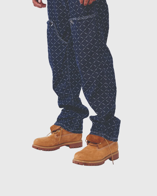 Project X Paris Pattern Denim Broek Donkerblauw zijaanzicht