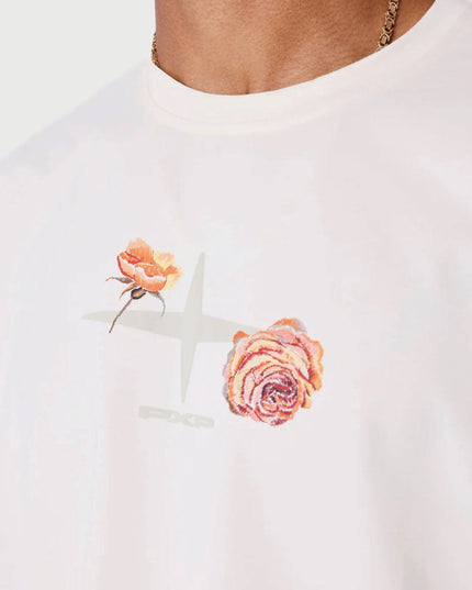 Project X Paris T shirt Gothic Roses Creme cu logo