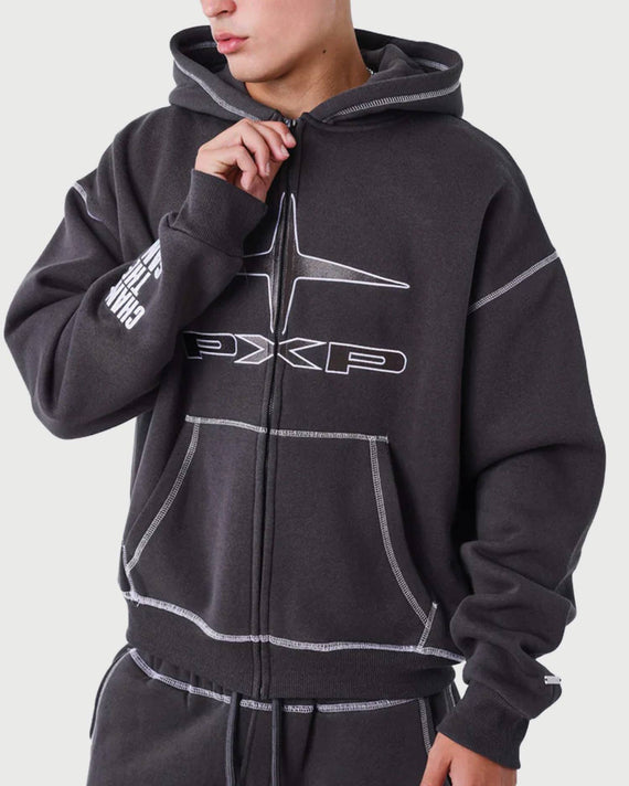 Project X Paris Zip Hoodie UK Drip Zwart vooraanzicht